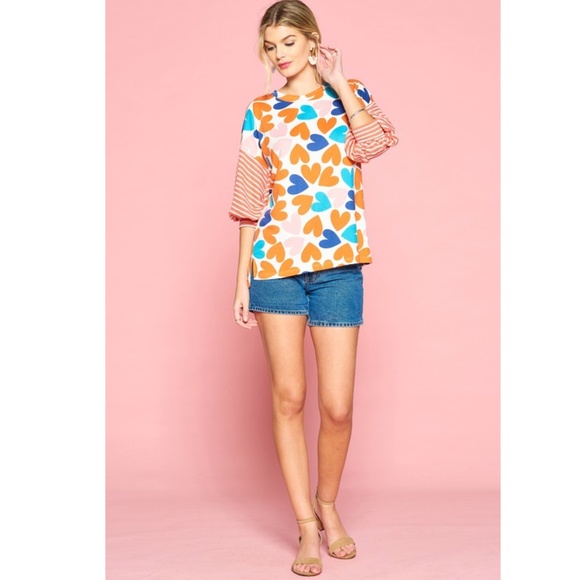 "The Dolly" Heart Puff Sleeve Top - Picture 2 of 3